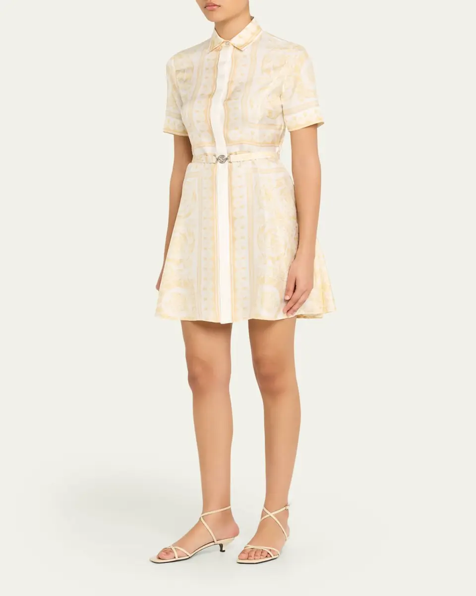Versace Barocco Silk Twill Mini Dress | Thumbnail 4 Versace Barocco Silk Twill Mini Dress | Thumbnail 4