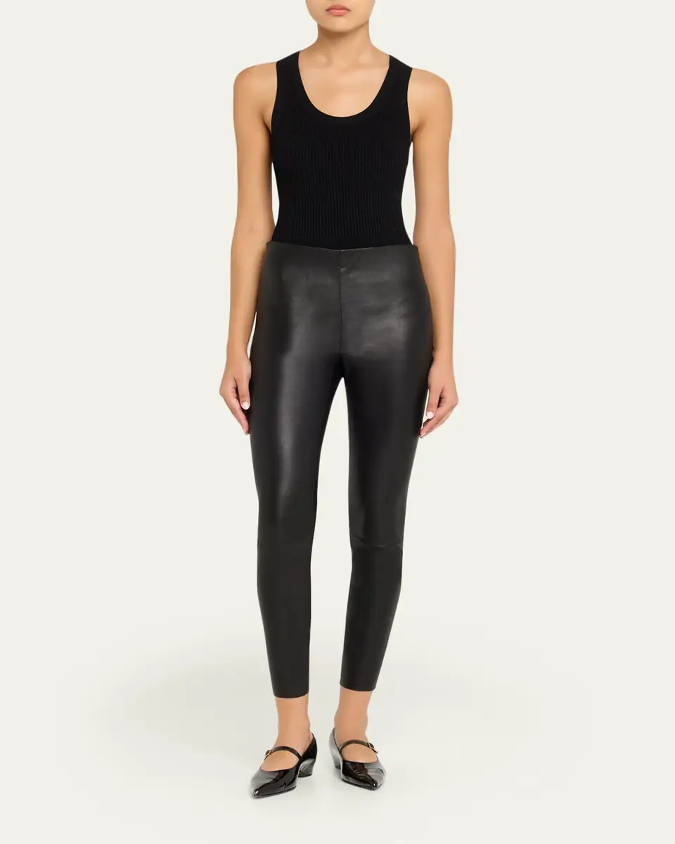 Alice + Olivia Lennox Mid-Rise Leather Leggings | Thumbnail 2 Alice + Olivia Lennox Mid-Rise Leather Leggings | Thumbnail 2