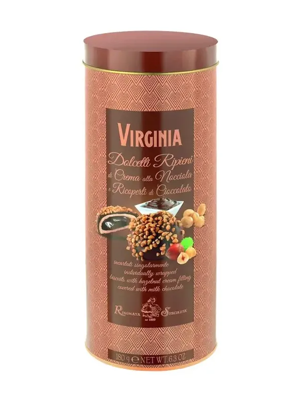 Amaretti Virginia Hazelnut Cream-Filled Biscuits in Gift Tube, 6.3 oz.