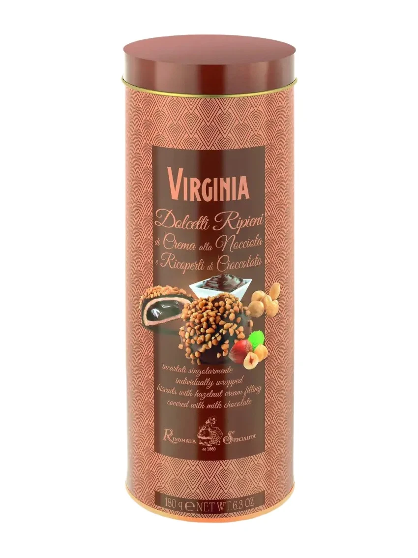 Amaretti Virginia Hazelnut Cream-Filled Biscuits in Gift Tube, 6.3 oz.