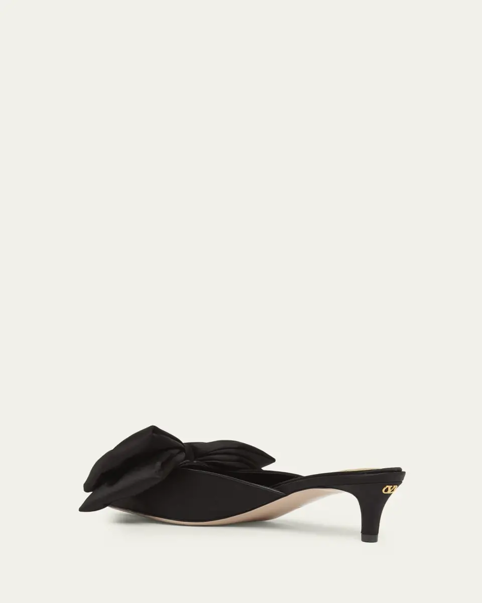 Valentino Garavani 45mm Yolande Satin Bow Mule Pumps | Thumbnail 2 Valentino Garavani 45mm Yolande Satin Bow Mule Pumps | Thumbnail 2