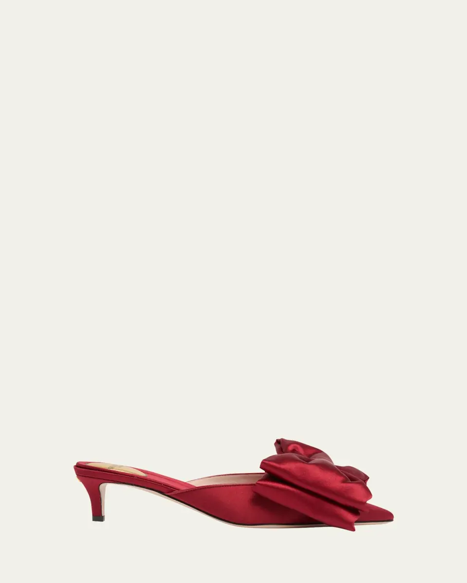 Valentino Garavani 45mm Yolande Satin Bow Mule Pumps | Thumbnail 4 Valentino Garavani 45mm Yolande Satin Bow Mule Pumps | Thumbnail 4