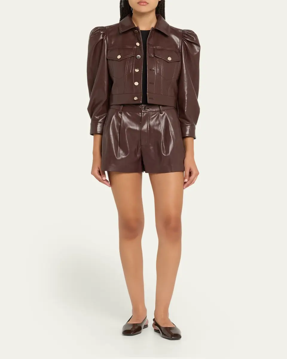 Alice + Olivia Conry Vegan Leather Trouser Shorts | Thumbnail 2 Alice + Olivia Conry Vegan Leather Trouser Shorts | Thumbnail 2