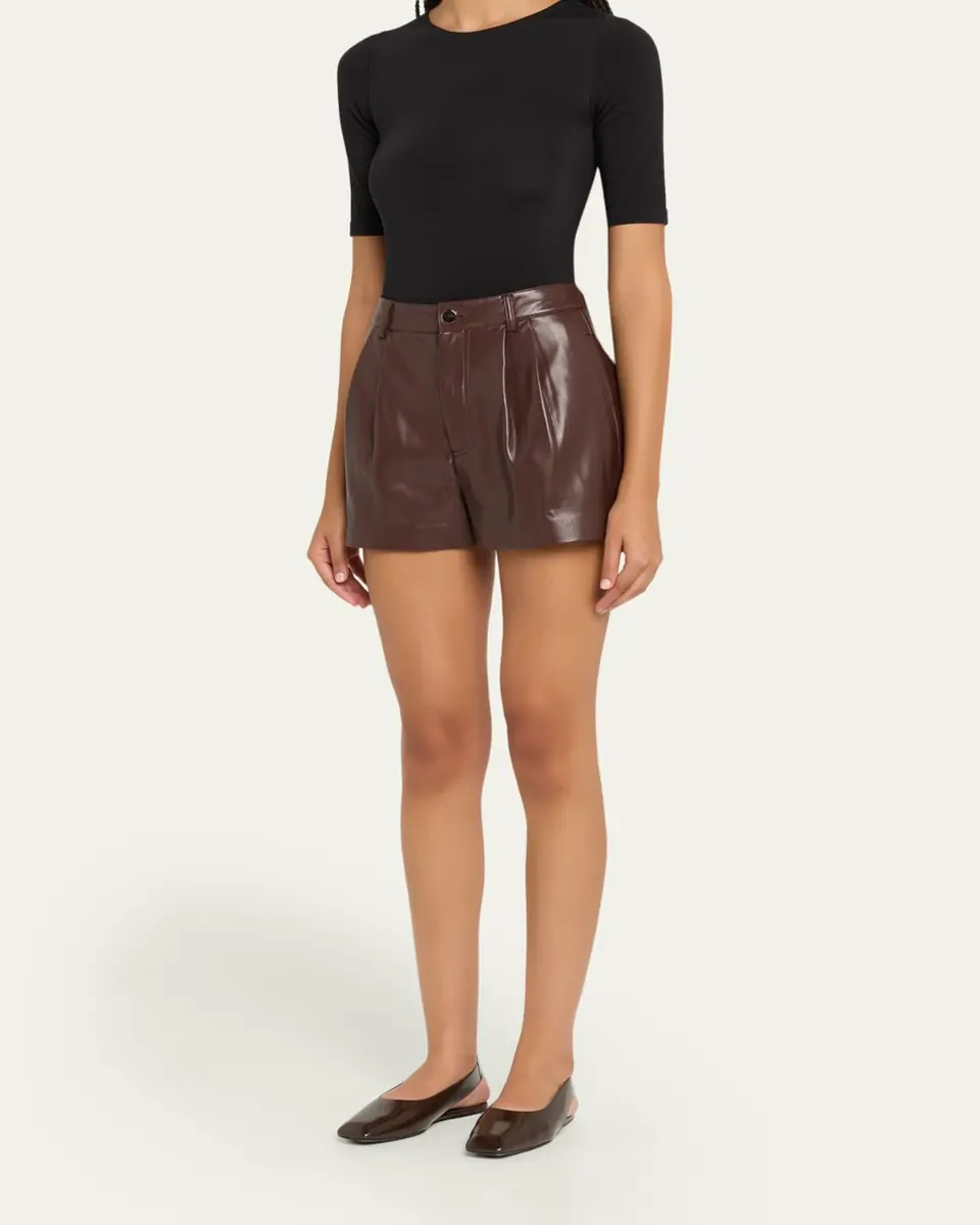 Alice + Olivia Conry Vegan Leather Trouser Shorts | Thumbnail 4 Alice + Olivia Conry Vegan Leather Trouser Shorts | Thumbnail 4