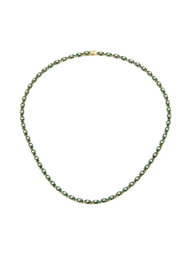 Tiny Carved Malachite Evil Eye Necklace with Diamonds Tiny Carved Malachite Evil Eye Necklace with Diamonds