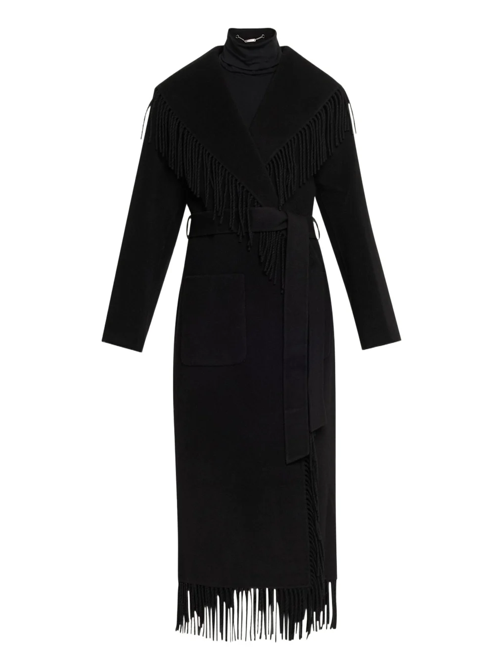 Carrie Belted Fringe Robe Coat