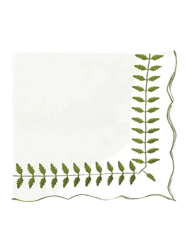 Nomi K Vine Leaf Embroidered Linen Napkin
