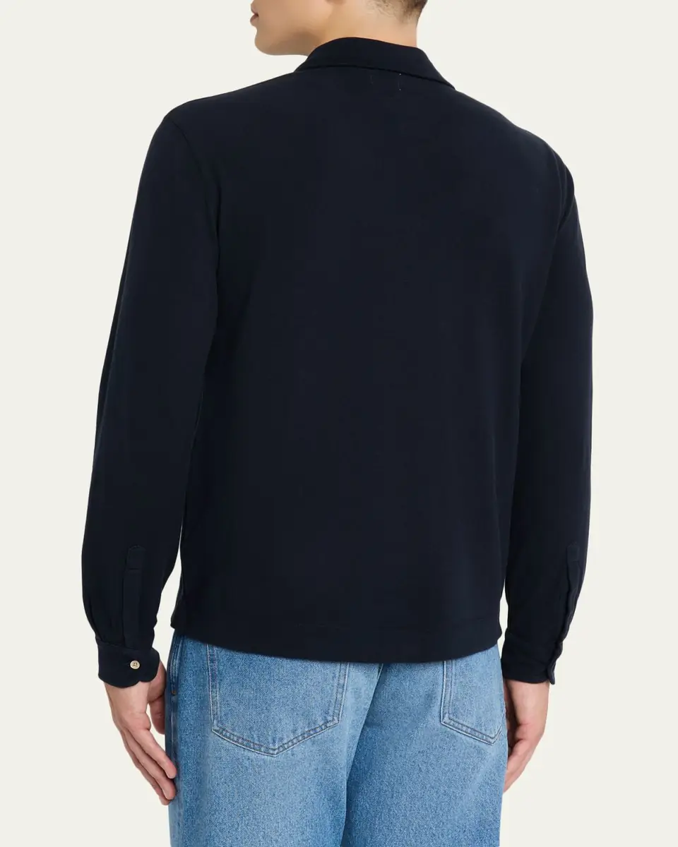 Massimo Alba en's Pique Cotton and Cashmere Long-Sleeve Polo Shirt | Thumbnail 8 Massimo Alba en's Pique Cotton and Cashmere Long-Sleeve Polo Shirt | Thumbnail 8