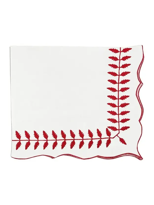 Nomi K Vine Leaf Embroidered Linen Napkin