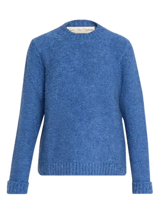 Cashmere Boucle Knit Crewneck Sweater