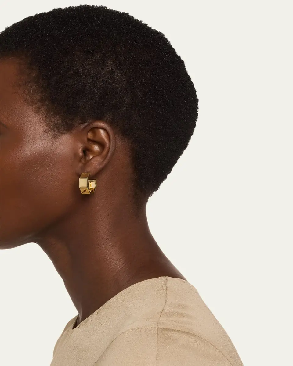 Lana Hollow Rock Hoop Earrings, 22mm | Thumbnail 2 Lana Hollow Rock Hoop Earrings, 22mm | Thumbnail 2