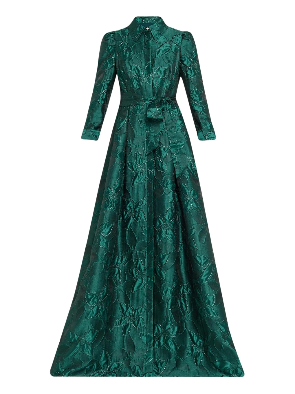 Metallic Jacquard Floral Shirt Gown
