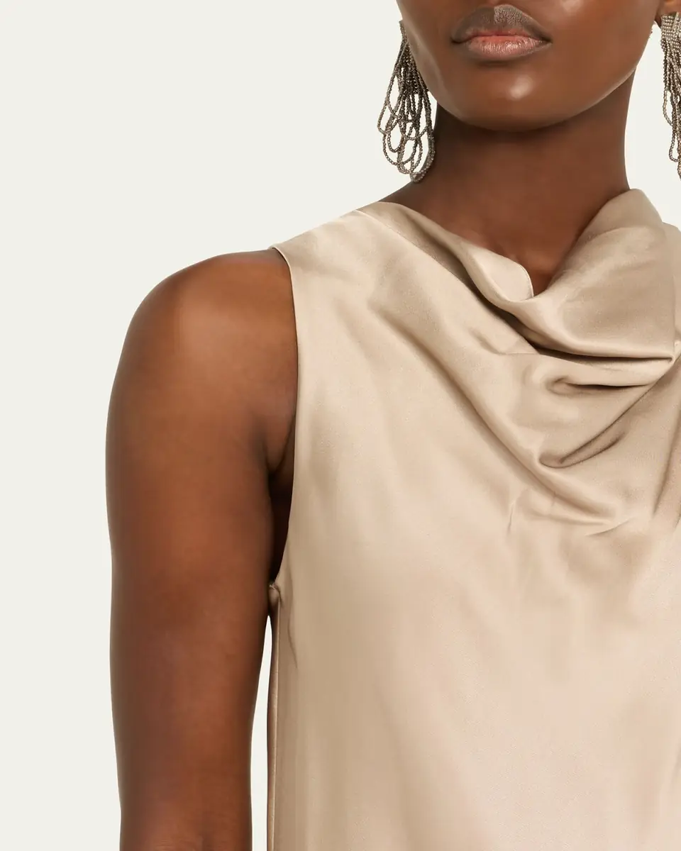 Brunello Cucinelli Cowl-Neck Silk Sleeveless Gown | Thumbnail 5