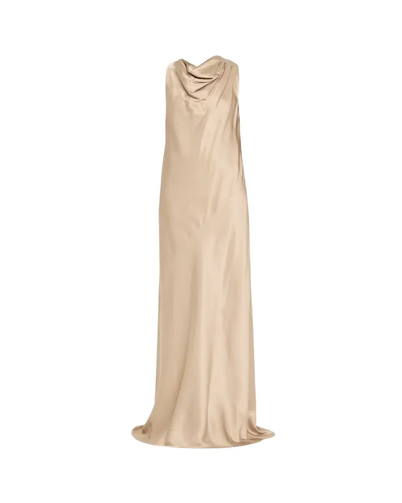 Cowl-Neck Silk Sleeveless Gown Cowl-Neck Silk Sleeveless Gown