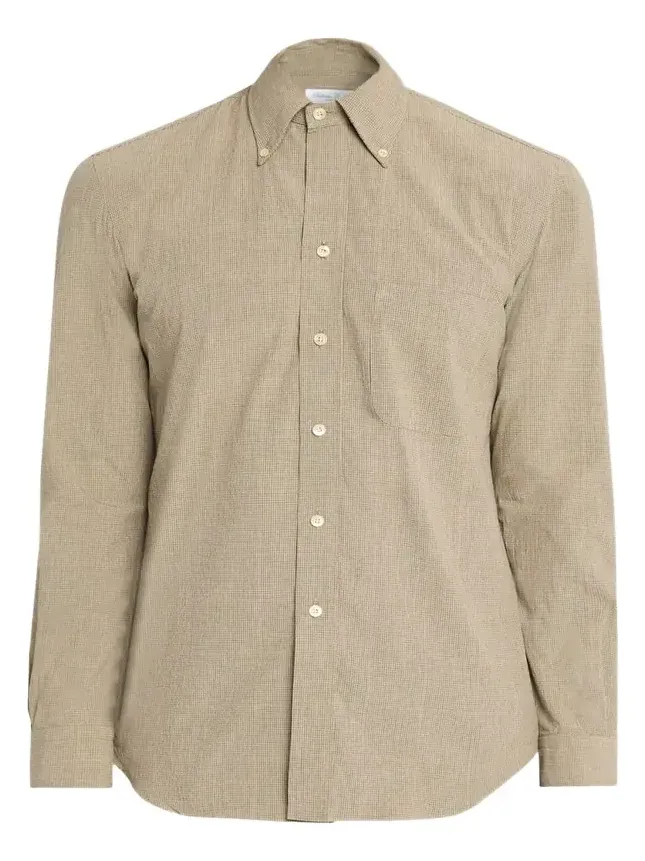 Men's Cotton Micro-Grid Check Button-Down Shirt