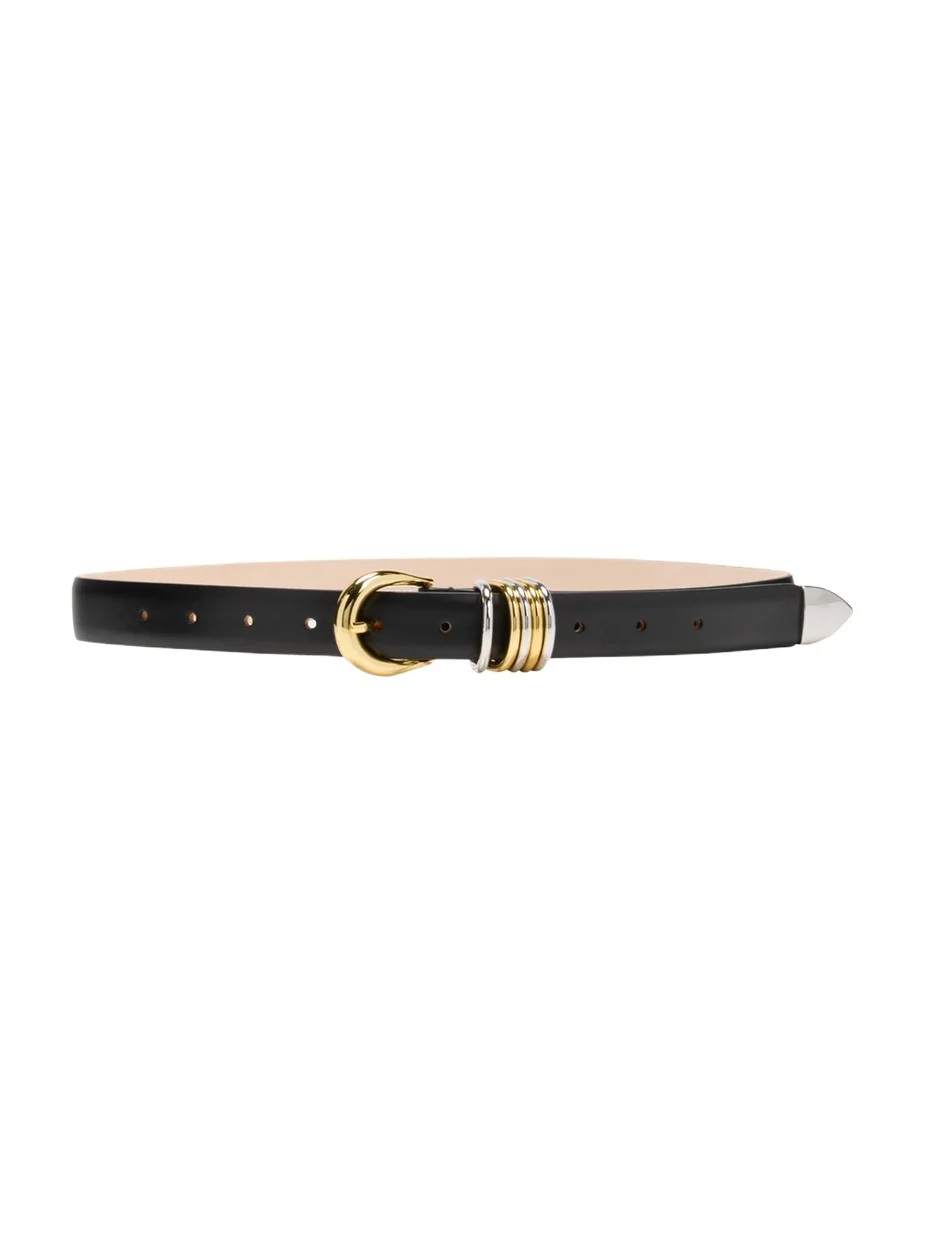 Hollyhock Mix Metal Leather Belt