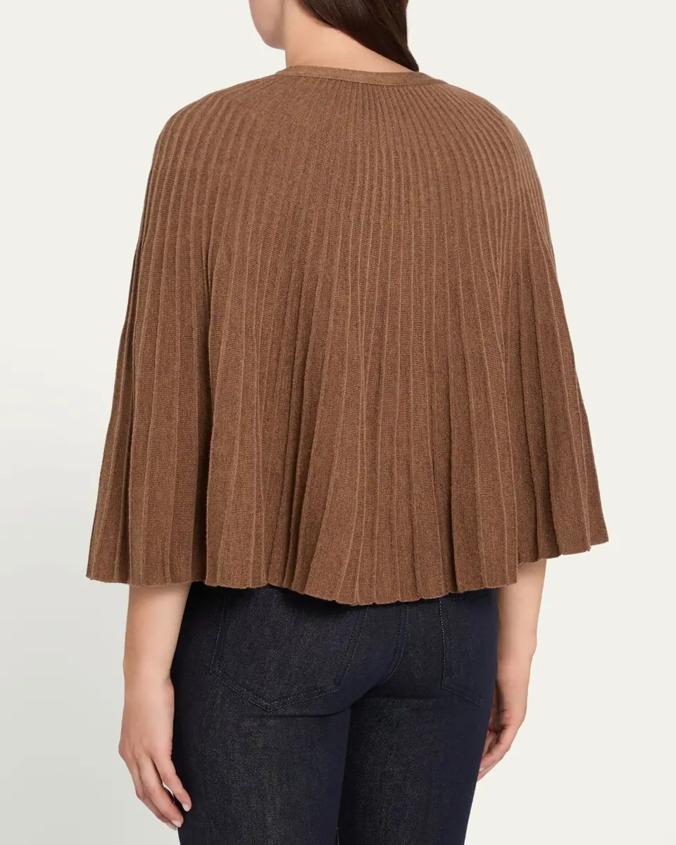 Oscar de la Renta Pleated Wool Cape Cardigan | Thumbnail 3