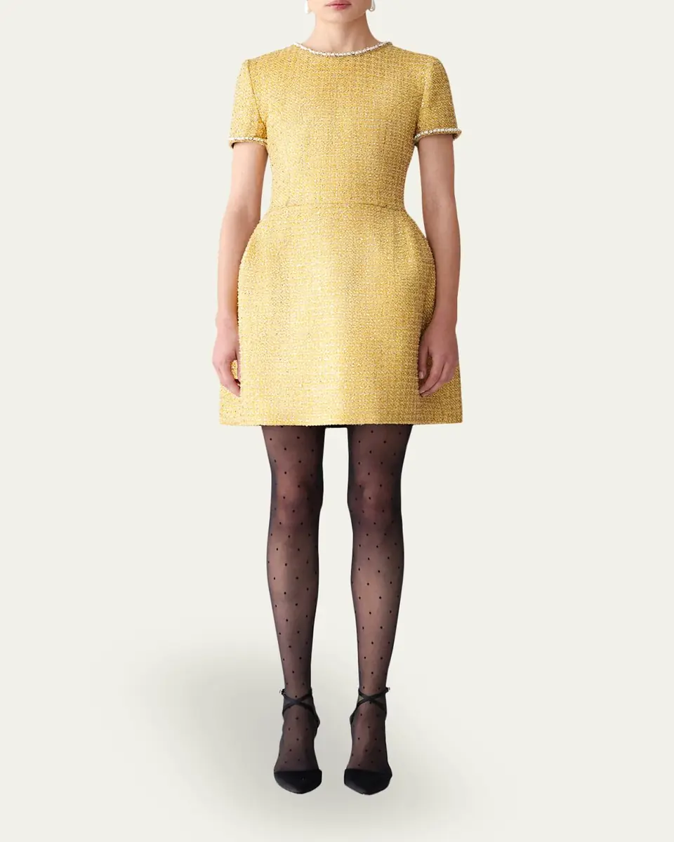 Carolina Herrera Metallic Tweed Short-Sleeve Mini Dress | Thumbnail 2 Carolina Herrera Metallic Tweed Short-Sleeve Mini Dress | Thumbnail 2