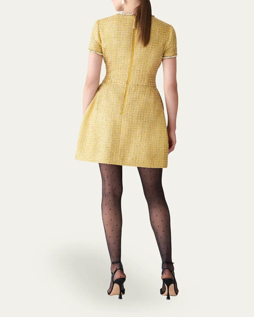 Carolina Herrera Metallic Tweed Short-Sleeve Mini Dress | Thumbnail 3 Carolina Herrera Metallic Tweed Short-Sleeve Mini Dress | Thumbnail 3
