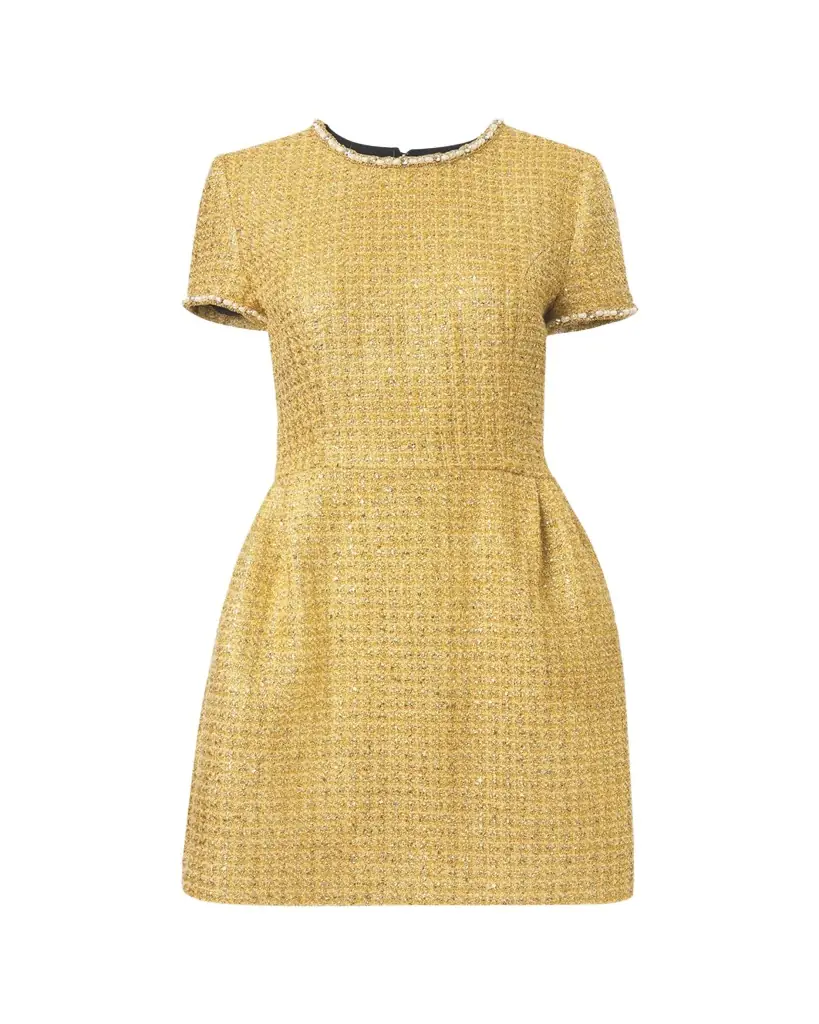 Metallic Tweed Short-Sleeve Mini Dress Metallic Tweed Short-Sleeve Mini Dress
