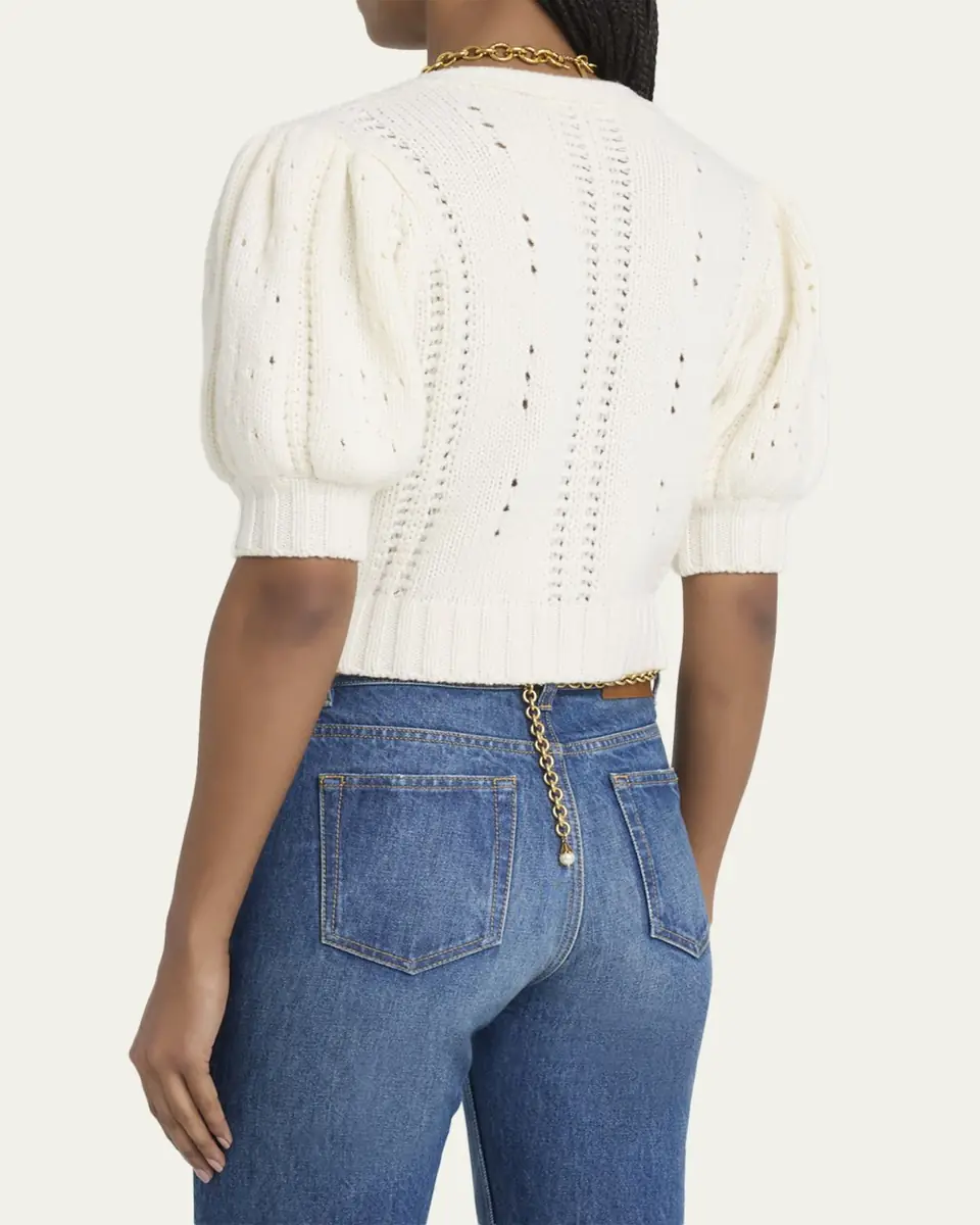 Chloé Wool & Cashmere Cropped Puff-Sleeve Cardigan | Thumbnail 3 Chloé Wool & Cashmere Cropped Puff-Sleeve Cardigan | Thumbnail 3