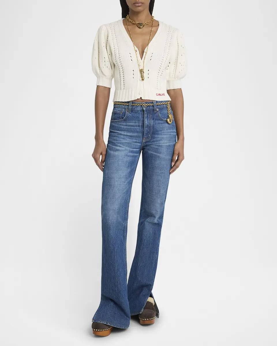 Chloé Wool & Cashmere Cropped Puff-Sleeve Cardigan | Thumbnail 6 Chloé Wool & Cashmere Cropped Puff-Sleeve Cardigan | Thumbnail 6