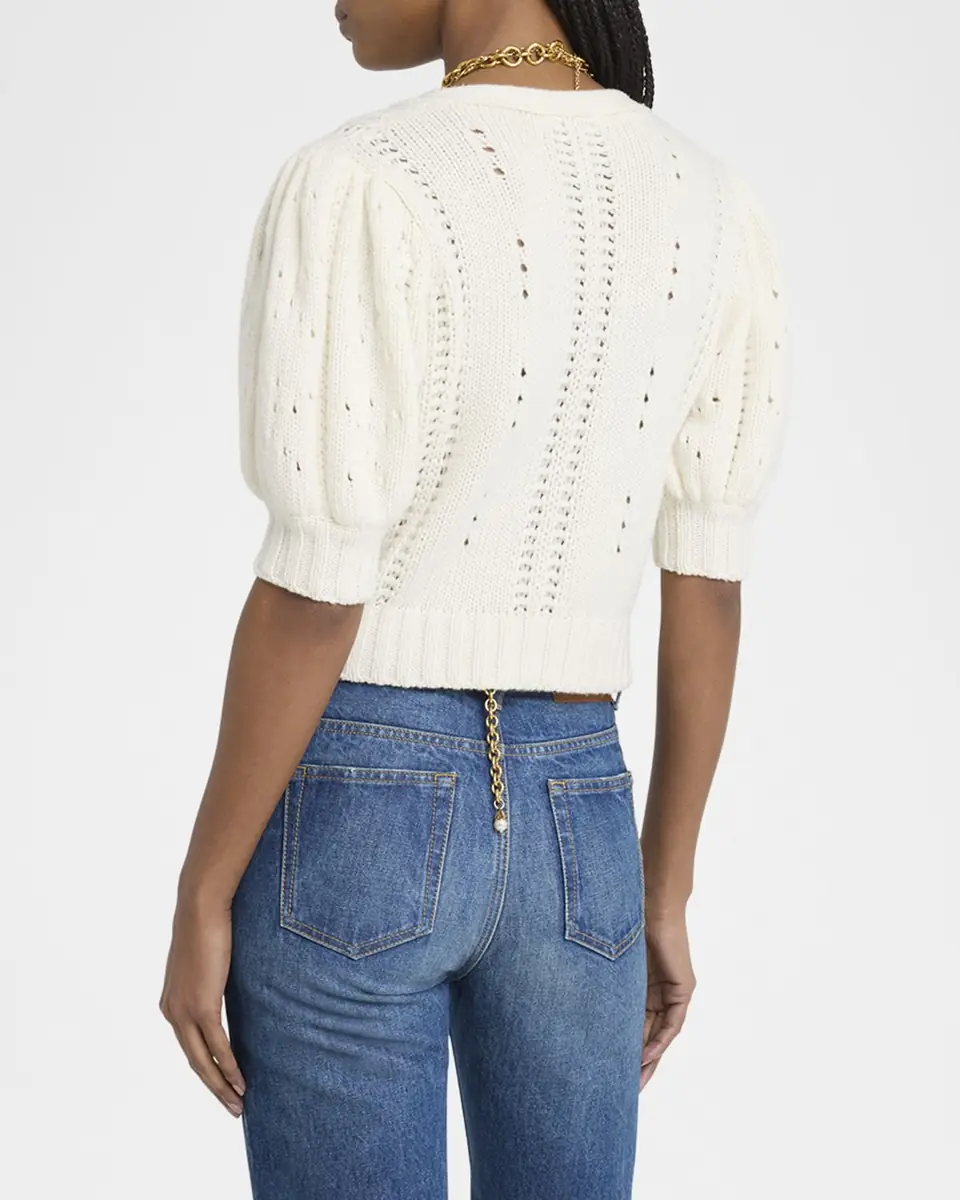 Chloé Wool & Cashmere Cropped Puff-Sleeve Cardigan | Thumbnail 7 Chloé Wool & Cashmere Cropped Puff-Sleeve Cardigan | Thumbnail 7