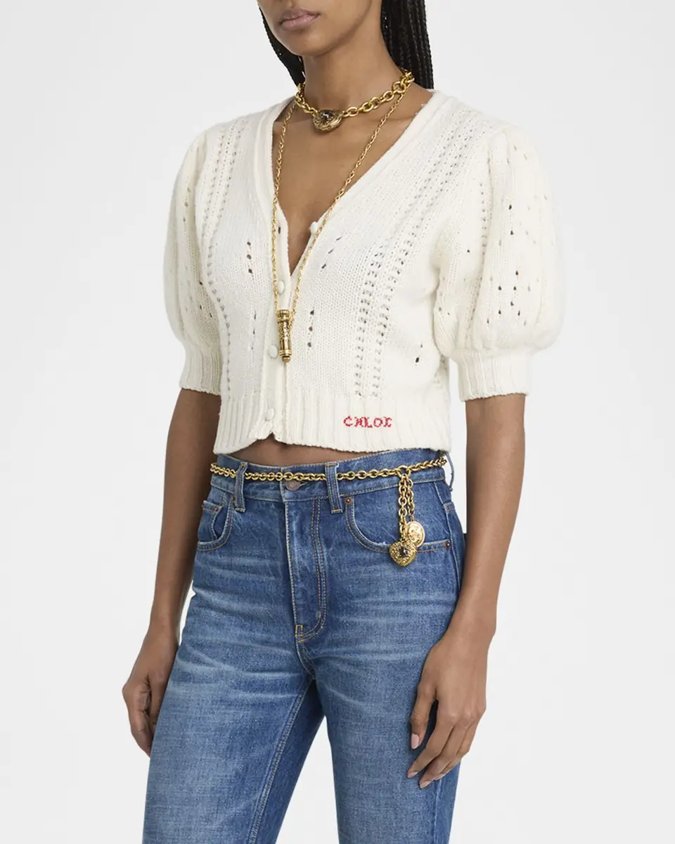 Chloé Wool & Cashmere Cropped Puff-Sleeve Cardigan | Thumbnail 8 Chloé Wool & Cashmere Cropped Puff-Sleeve Cardigan | Thumbnail 8