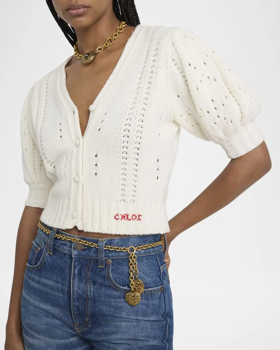 Chloé Wool & Cashmere Cropped Puff-Sleeve Cardigan | Thumbnail 9 Chloé Wool & Cashmere Cropped Puff-Sleeve Cardigan | Thumbnail 9