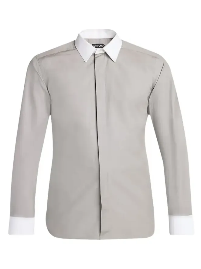 Men's Poplin Contrast-Trim Sport Shirt
