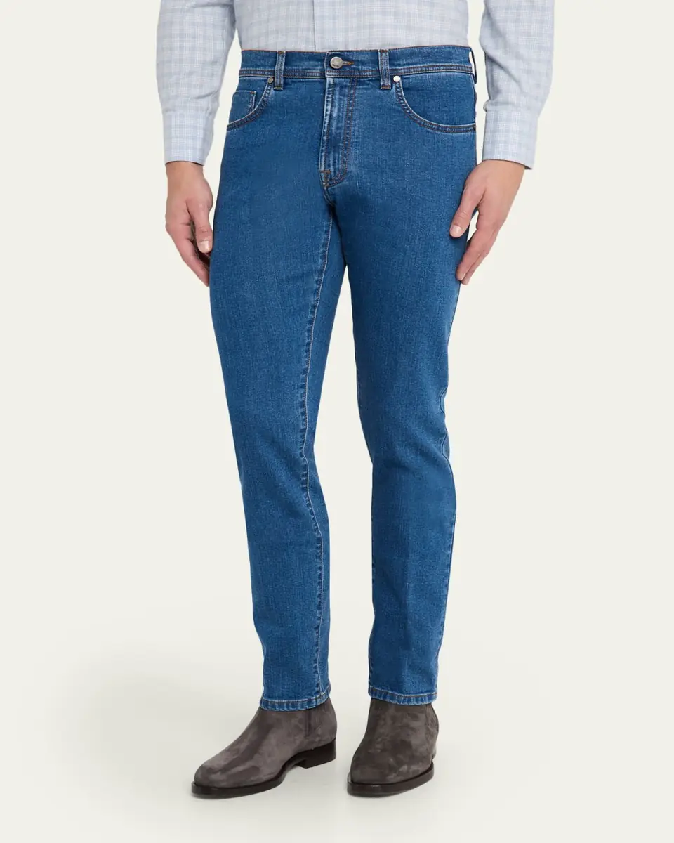 Cesare Attolini Men's Five-Pocket Skinny Jeans | Thumbnail 4