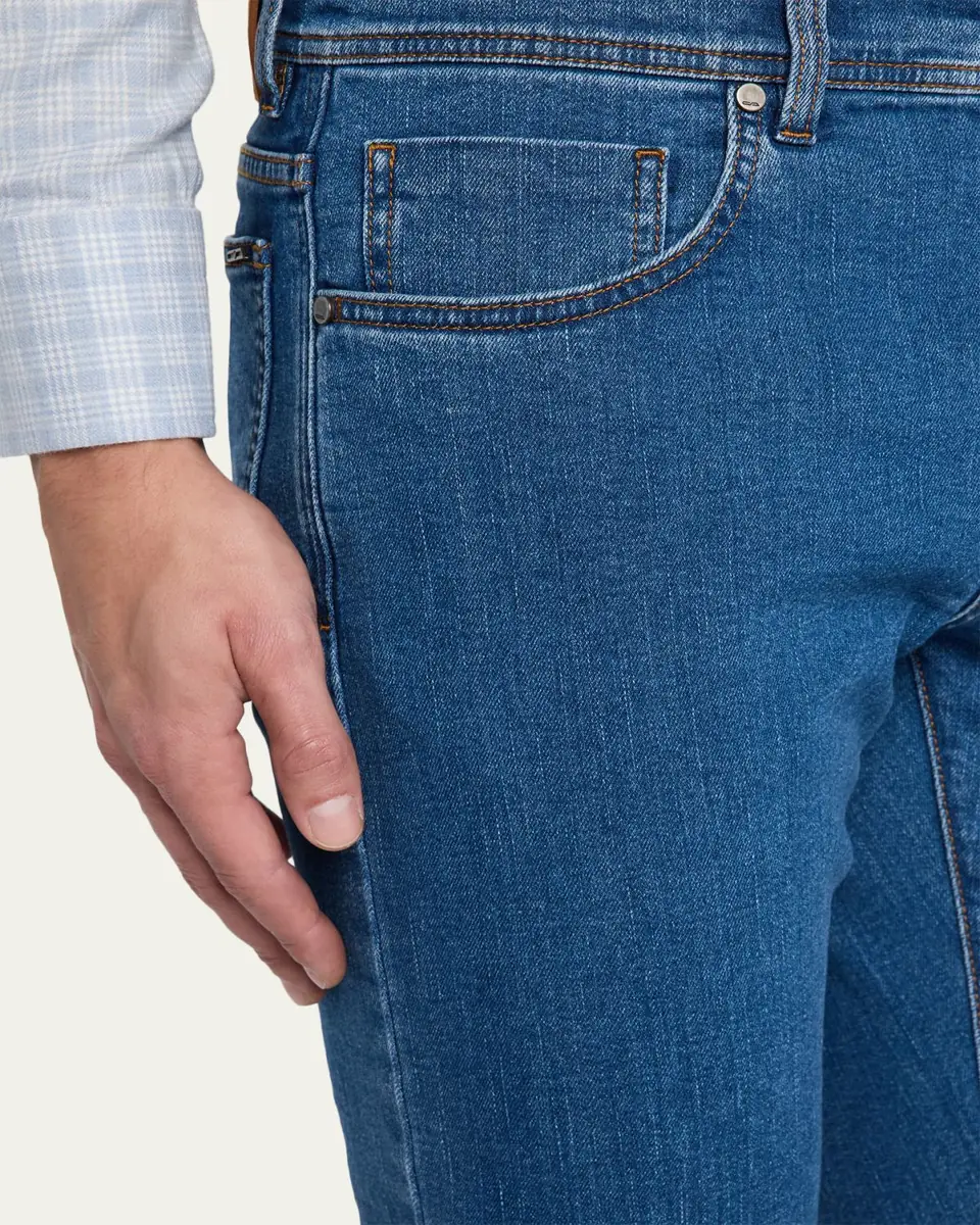 Cesare Attolini Men's Five-Pocket Skinny Jeans | Thumbnail 5