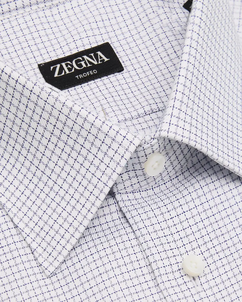 ZEGNA Men's Trofeo Cotton Micro-Check Point Collar Dress Shirt | Thumbnail 2 ZEGNA Men's Trofeo Cotton Micro-Check Point Collar Dress Shirt | Thumbnail 2