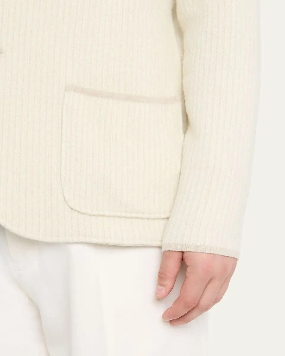 Maurizio Baldassari Men's Wool-Blend Rib Contrast-Trim Cardigan | Thumbnail 2 Maurizio Baldassari Men's Wool-Blend Rib Contrast-Trim Cardigan | Thumbnail 2