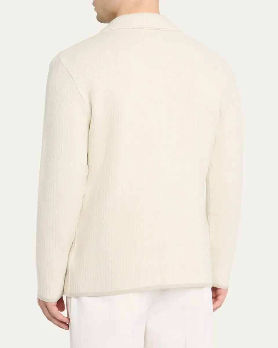Maurizio Baldassari Men's Wool-Blend Rib Contrast-Trim Cardigan | Thumbnail 3 Maurizio Baldassari Men's Wool-Blend Rib Contrast-Trim Cardigan | Thumbnail 3