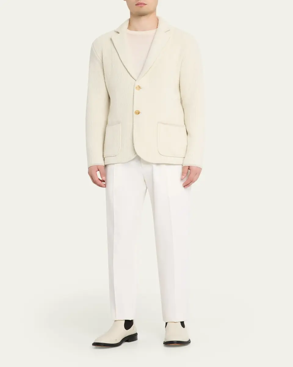 Maurizio Baldassari Men's Wool-Blend Rib Contrast-Trim Cardigan | Thumbnail 5 Maurizio Baldassari Men's Wool-Blend Rib Contrast-Trim Cardigan | Thumbnail 5