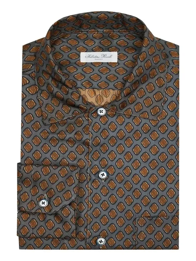 Men's Silk Diamond-Print Dress Shirt
