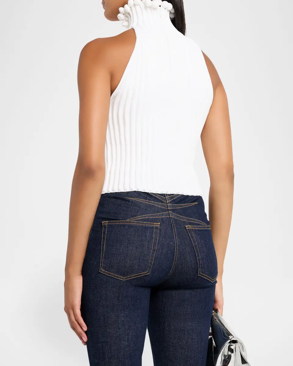 Alaïa Ribbed Knit Curled Trim Halter Top | Thumbnail 7 Alaïa Ribbed Knit Curled Trim Halter Top | Thumbnail 7