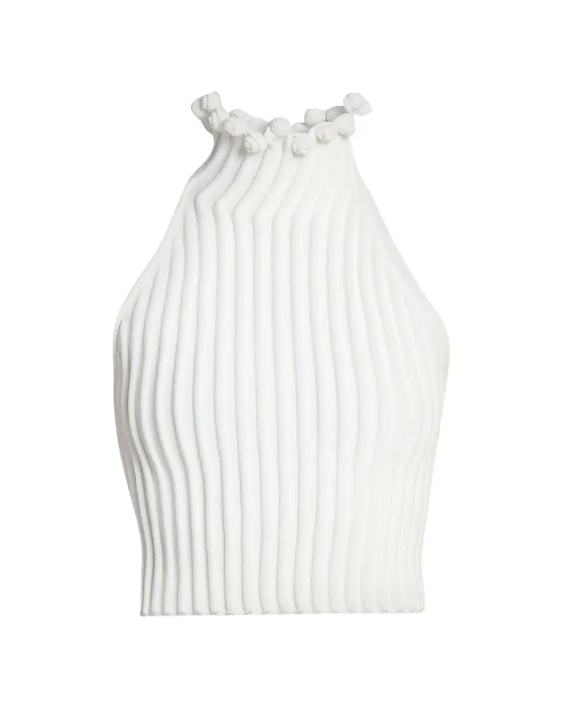 Alaïa Ribbed Knit Curled Trim Halter Top | Image 1 Alaïa Ribbed Knit Curled Trim Halter Top | Image 1