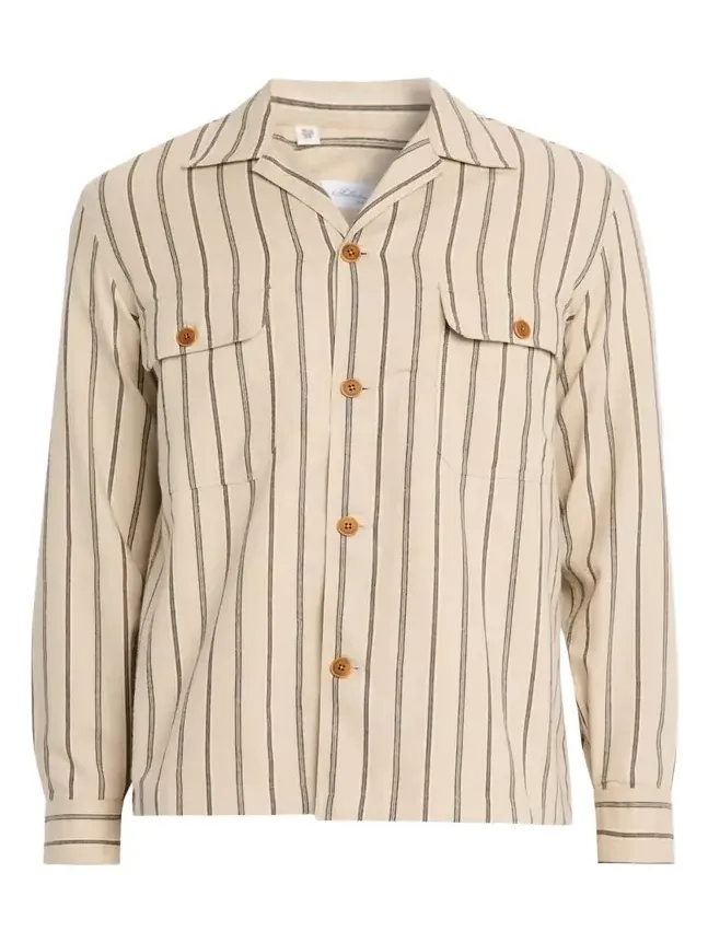 Salvatore Piccolo Men's Cotton Multi-Stripe Dual-Pocket Overshirt