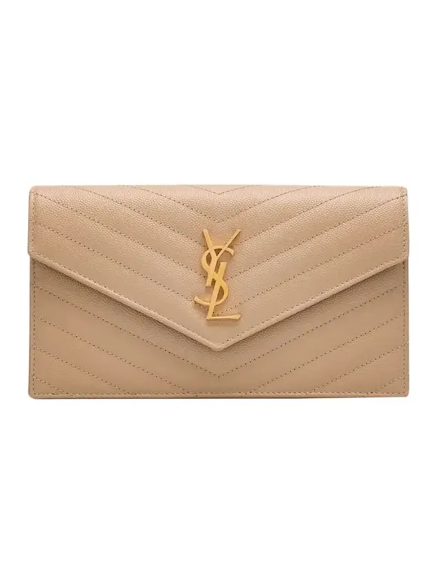 Envelope Small YSL Wallet on Chain in Grain Leather