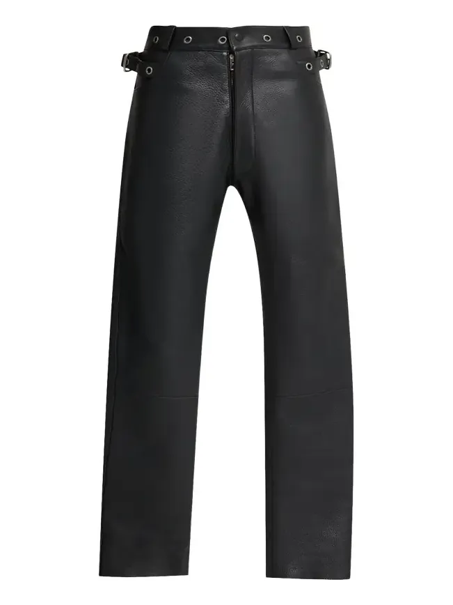 Men's Slim Fit Grained Leather Biker Pants Men's Slim Fit Grained Leather Biker Pants