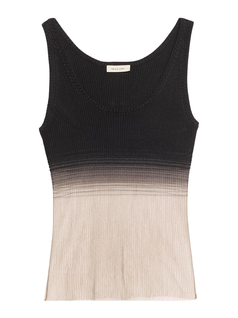 Grace Ling Evanescent Sheer Degrade Tank Top