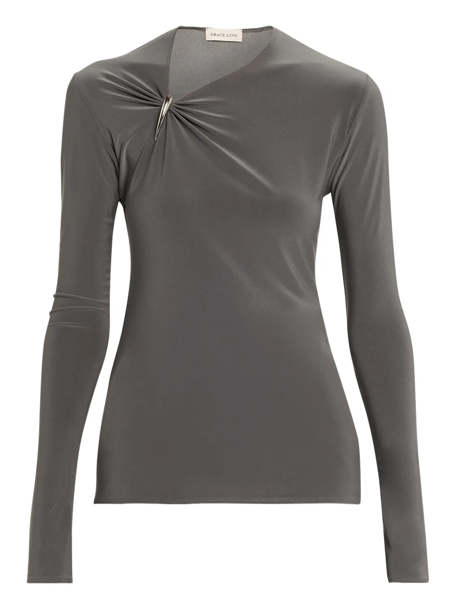 Claw Gathered Neck Long-Sleeve Top Claw Gathered Neck Long-Sleeve Top