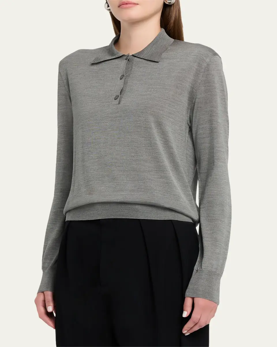 THE ROW Lilienne Silk Polo Top | Thumbnail 8