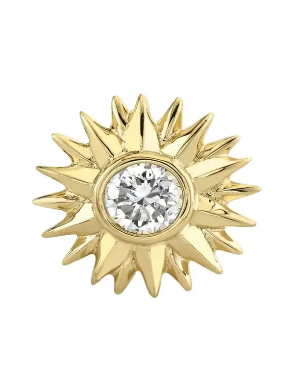 14K Yellow Gold Starburst Stud Earring, Single