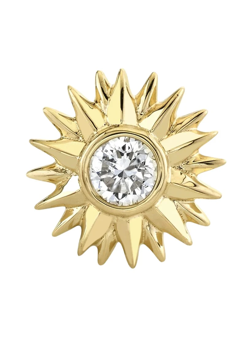 14K Yellow Gold Starburst Stud Earring, Single 14K Yellow Gold Starburst Stud Earring, Single