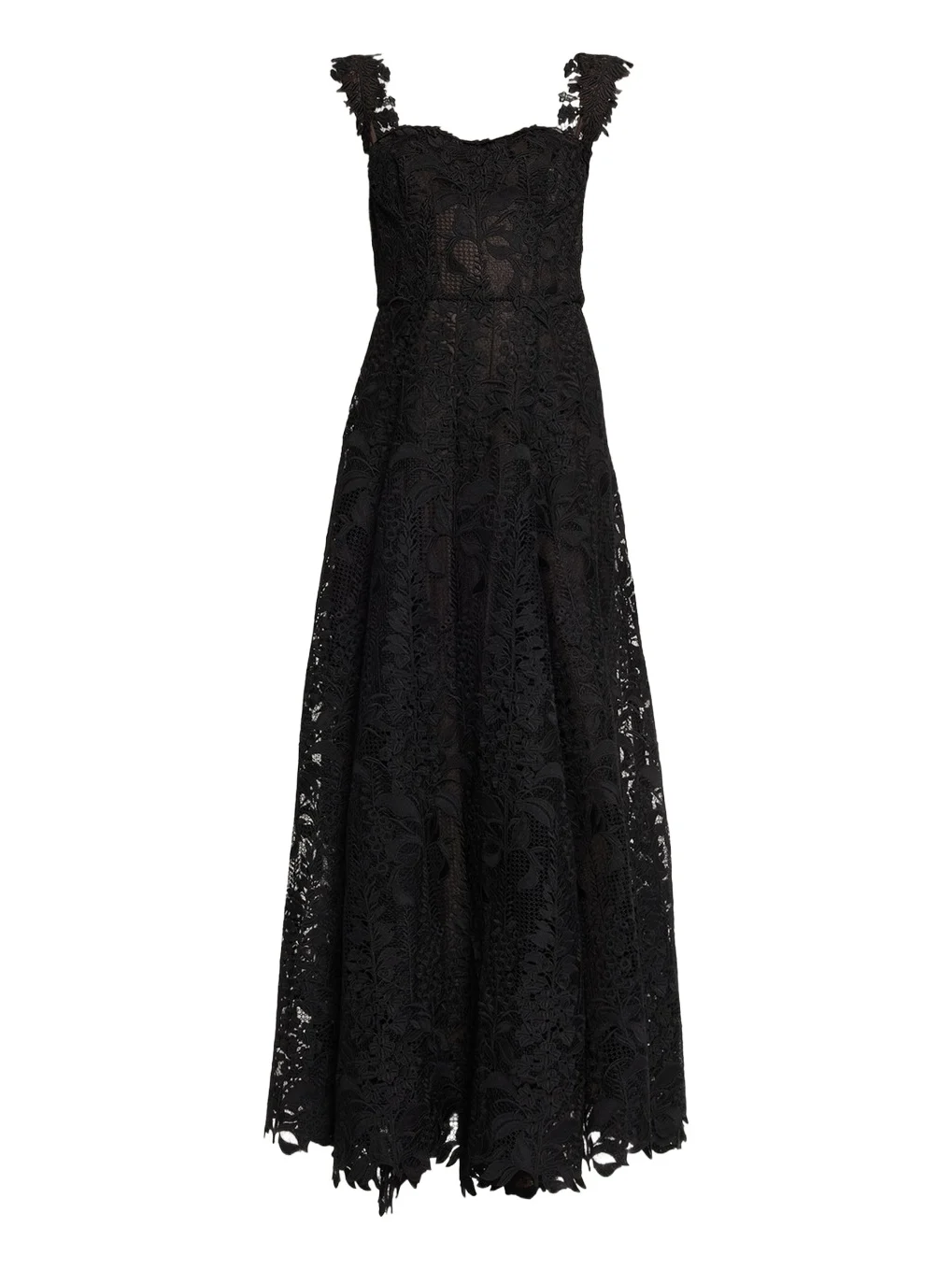 Sleeveless Foxglove Lace Sweetheart-Neck Gown
