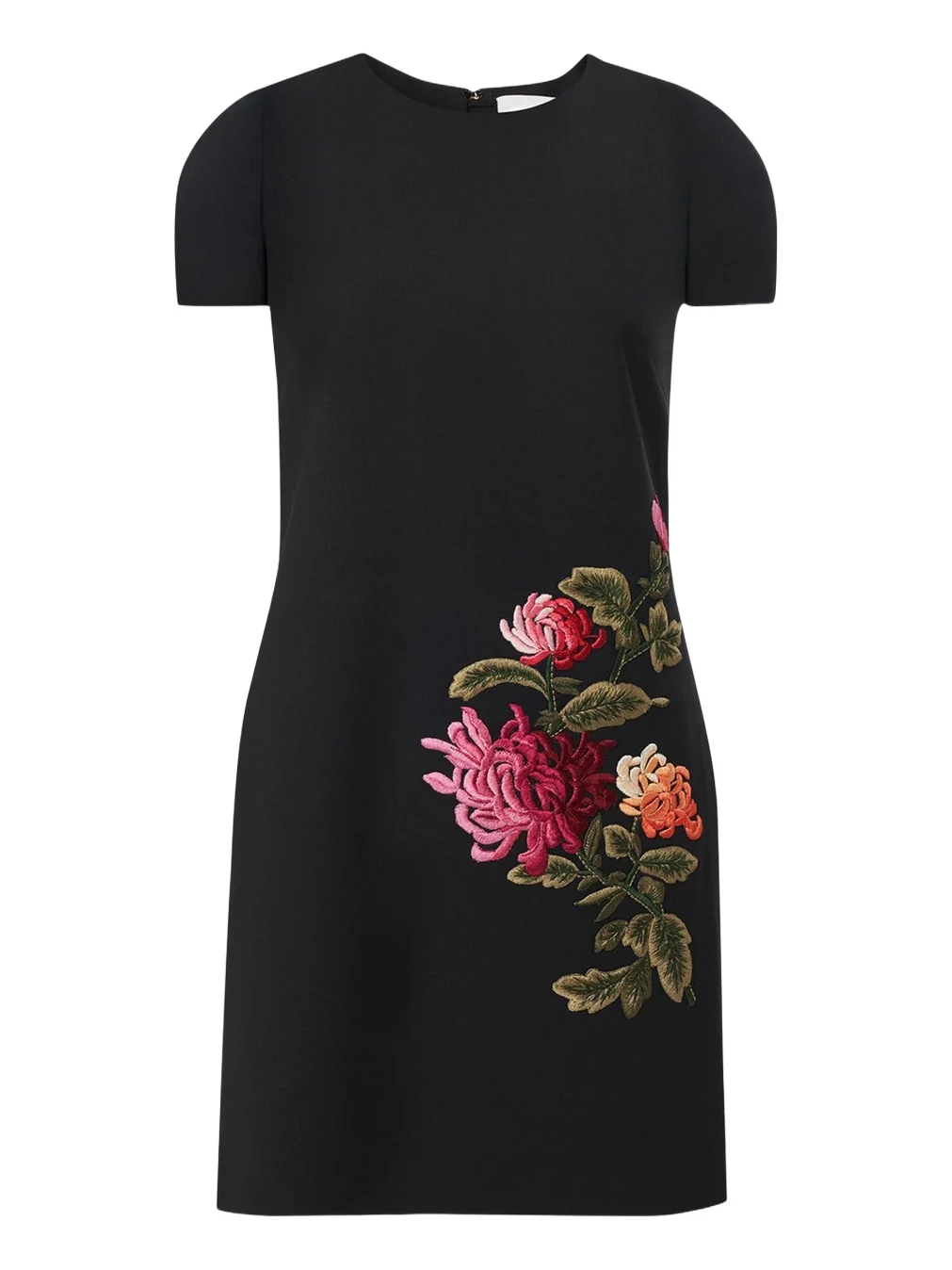 Floral Embroidered Wool Mini Shift Dress Floral Embroidered Wool Mini Shift Dress