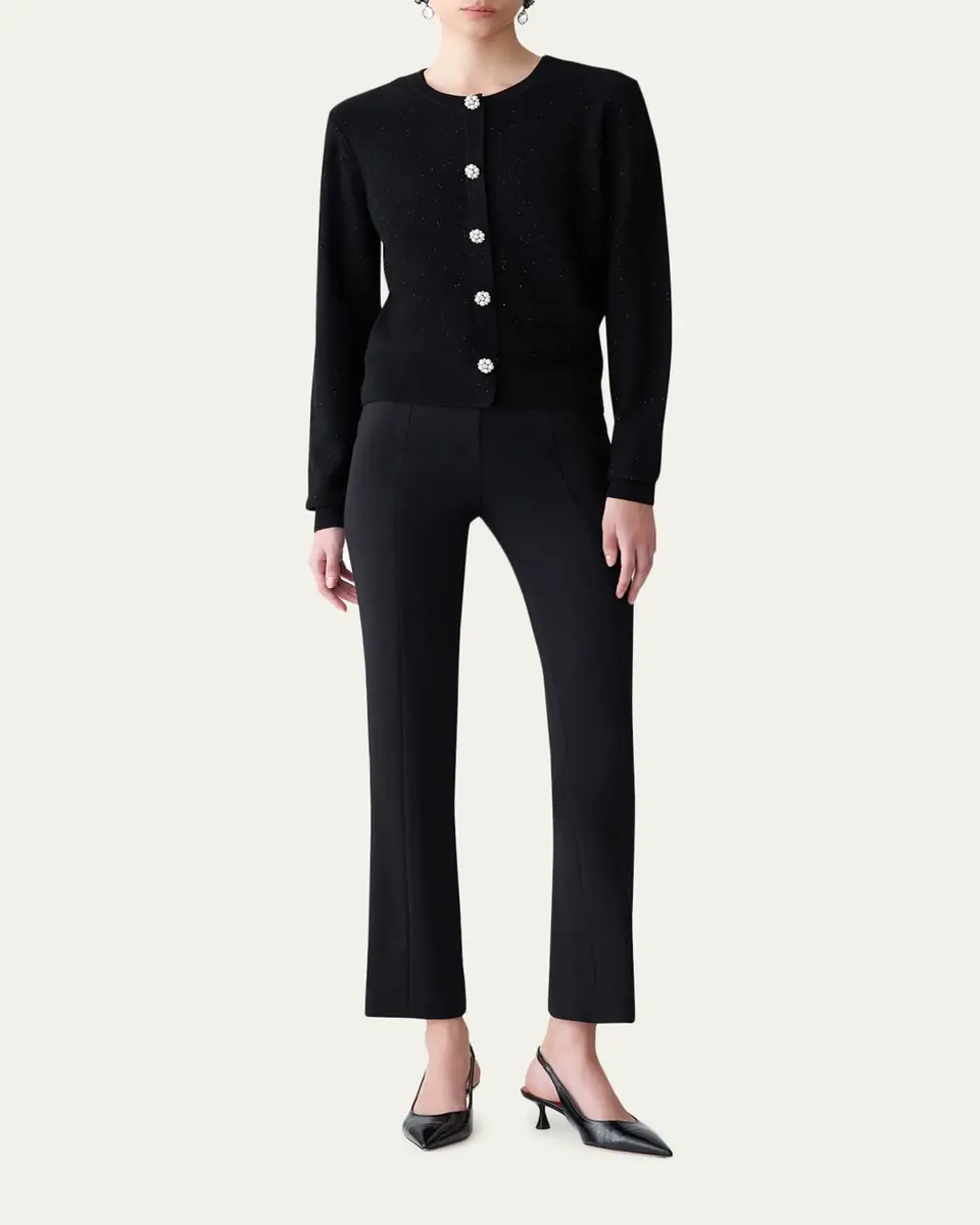 Carolina Herrera Shimmering Wool Crewneck Cardigan | Thumbnail 2